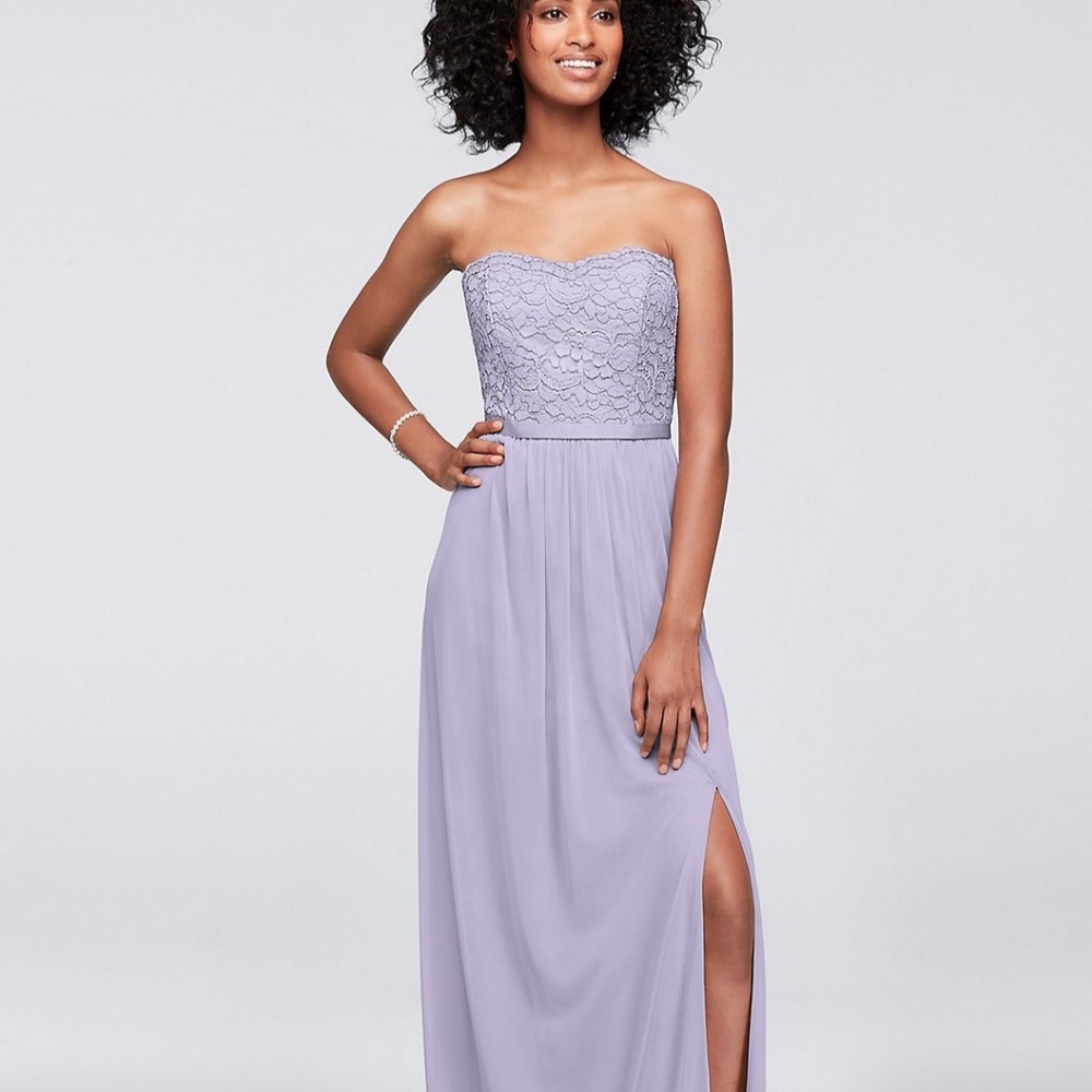 David's Bridal Lace & Mesh Bridesmaid Dress Iris